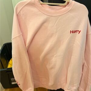 Pink Sweatshirt with Red Text